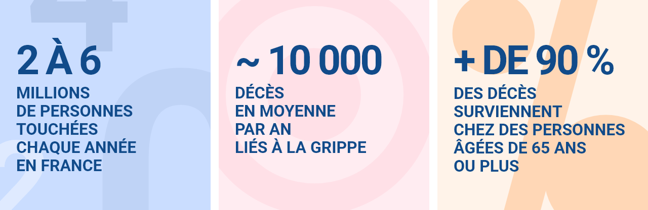 2 à 6 millions de personnes touchées chaque année en france environ 10 000 décès en moyenne par an liés à la grippe plus de 90 % des décès surviennent chez des personnes âgées de 65 ans ou plus