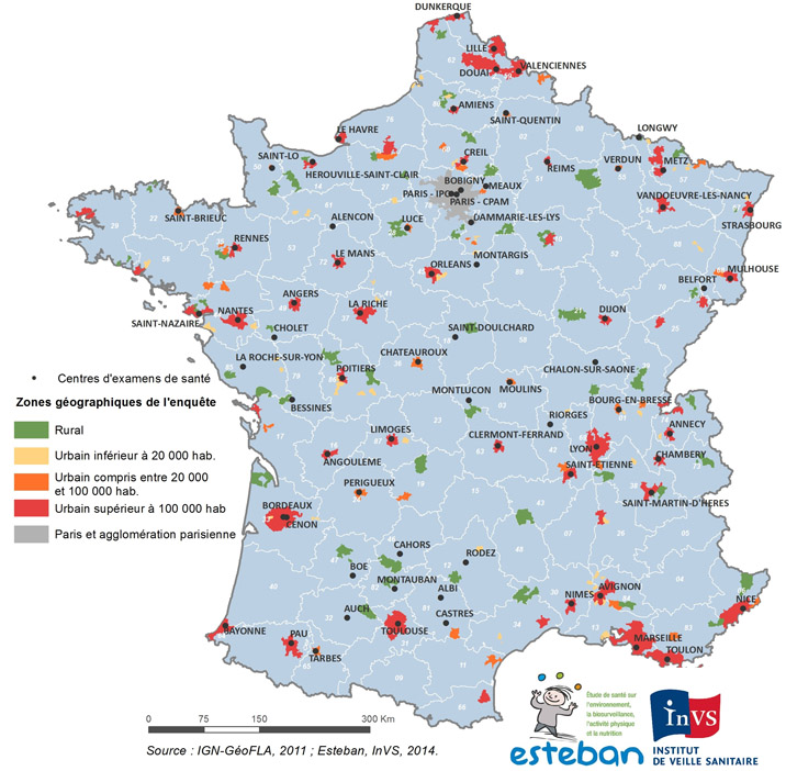 Carte des centres d'examens de santé