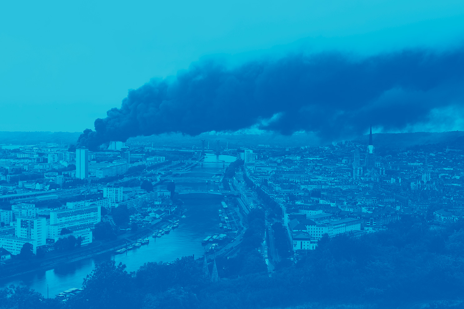 photo de l'incendie des entreprises Lubrizol et NL Logistique