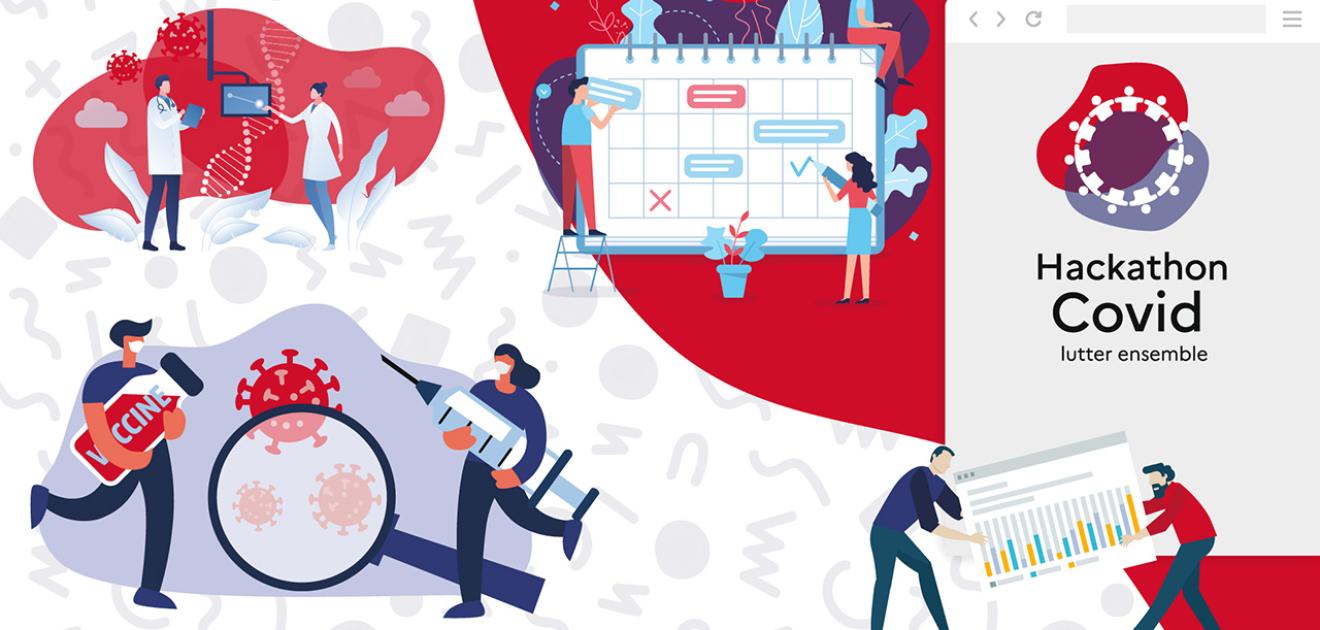 bannière web du dispositif hackathon COVID