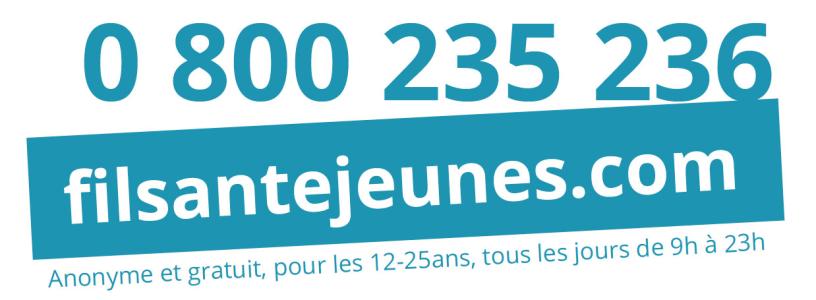 Filssantejeunes.com - téléphone 0 800 235 236 - anonyme et gratuit pour les 12-25ans tous les jours de 9h à 23h